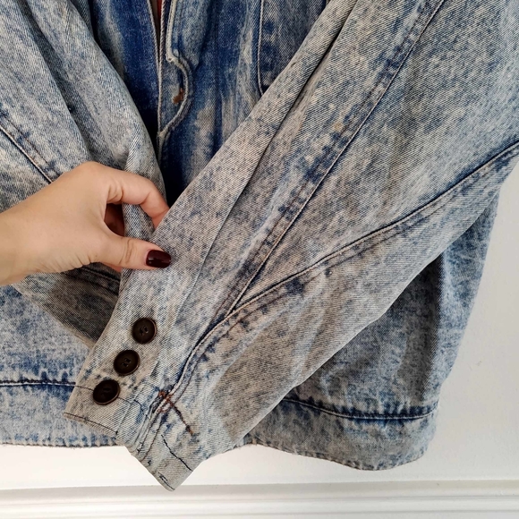 Vintage 80s Acid Wash Jean Jacket Oversized - Picture 3 of 13
